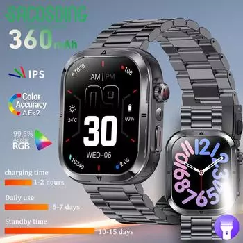 SACOSDING Смарт-часы для мужчин и женщин 2,01 дюйма Смарт-голосовой помощник SMS-сообщения Напоминание Фитнес-умные часы BT Звонки Цифровые умные часы Подарки 2024