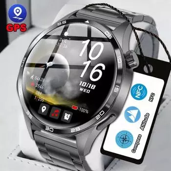 SACOSDING Смарт-часы Совместимость HUAWEI WATCH 5 Pro Смарт-часы GPS NFC Смарт-часы Мужские Компас Bluetooth Вызов Спортивные Мужские Смарт-часы 2024 серебряный