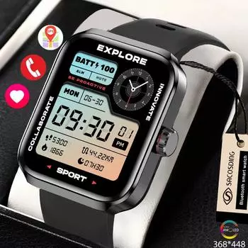 SACOSDING умные часы 1,78 дюйма Amoled большой экран Bluetooth вызов SOS открытый спорт фитнес-трекер мужчины женщины умные часы чёрный