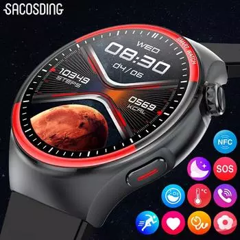 SACOSDING умные часы для мужчин 1,43-дюймовый экран Super Retina Bluetooth вызов монитор здоровья умные часы спортивный фитнес-трекер красный
