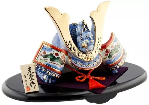 Сацуки, шлем Shusei, окрашенный пальмовым маслом, и кукла [печь Якуси], Япония, праздник мальчиков, мини, компактный, размер, керамика, Nishiki, (Синий дракон, Сётику,