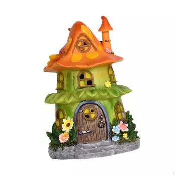 Сад Цветок Дом Статуя Ночной Светильник Подарки на Новоселье Смешная Фигурка Из Смолы Солнечный оранжевый