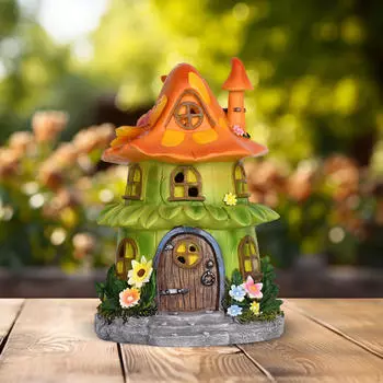 Сад Цветок Дом Статуя Уличное украшение Искусство Украшения Фигурка из смолы Солнечная скульптура оранжевый