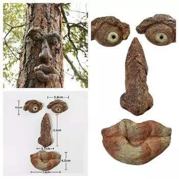 Сад Двор Улица Забавный Декор Лицо Дерева 3D Старик Обниматель Скульптура Причудливый