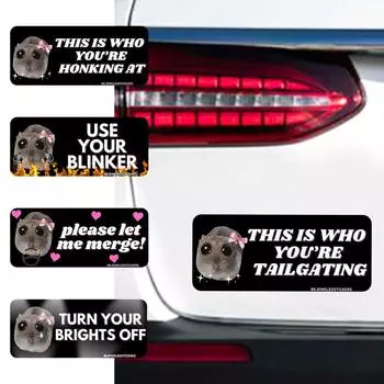 Sad Hamster Car Sticker 3pcs Bumper Sticker Decal Cute Driver Sticker Funny Car Sticker Funny Hamster Big Eyes Decal For