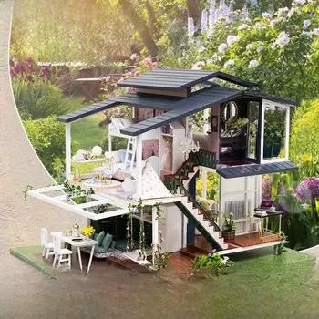 Сад Моне DIY Коттедж: Игрушечная модель здания французской виллы - идеальный подарок на день рождения для нее Monet s Garden A-Chinese version