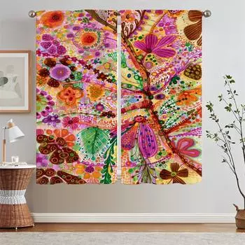 Сад разума Рождественские шторы для гостиной Жалюзи Таможенная бесплатная доставка Товары Тканевые подхваты для штор Щупальца W50xH70cmx2pcs-CL