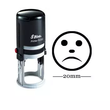 SAD SMILY Круглый самоклеящийся резиновый штамп Блестящий мини-круглый штамп 20 мм для учителей Impression Area: 20 mm чёрный