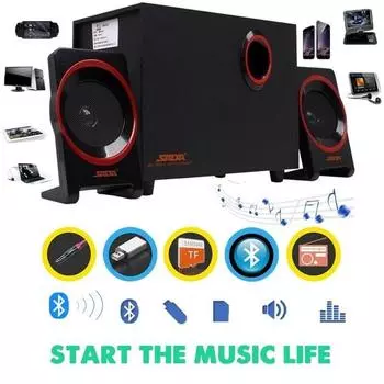 SADA Роскошный настольный компьютер USB2.1 Аудио Деревянный динамик, используется для ноутбуков, настольных телевизоров, домашних кинотеатров, игр, небольшой динамик, сабвуфер SL-8018 чёрный