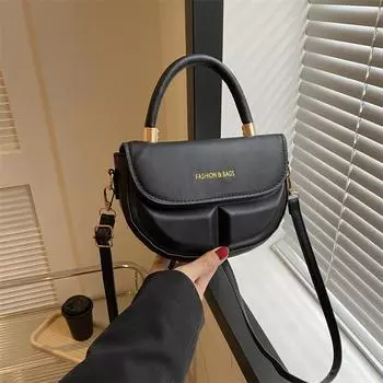 Saddle bag women ins autumn retro saddle bag niche design ins shoulder bag messenger commuter bag чёрный