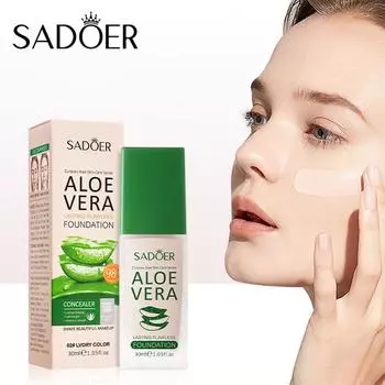 SADOER Aloe Vera Powder Водостойкая жидкая основа Легкий дышащий консилер с полным покрытием Нелегко удалить макияж 01#Natura