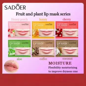 SADOER Ботаническая фруктовая маска для губ против растрескивания губной мембраны honey peach