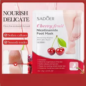 SADOER Cherry Niacinamine Отшелушивающая маска для ног Омолаживающие маски для ухода за ногами 1pcs