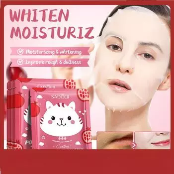 SADOER Осветляющая мультяшная маска с гранатом и ниацинамидом, увлажняющая и увлажняющая маска 1pcs