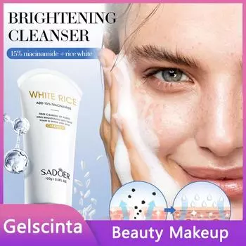 SADOER Осветляющее нежное очищающее средство с ниацинамидом из белого риса