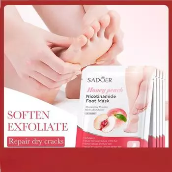SADOER Питательная маска для ног с персиком и ниацинамидом Омолаживающие маски для ухода за ногами honey peach/35g