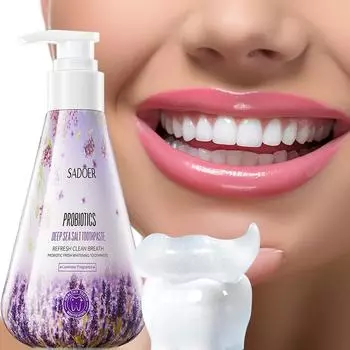 Sadoer Пробиотическая отбеливающая зубная паста с ароматом лаванды, 220 г — Глубокая чистота и свежесть дыхания для ухода за полостью рта