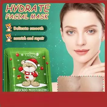 Sadoer Рождественская увлажняющая маска с авокадо, смягчающая увлажняющая маска-патч 1pcs