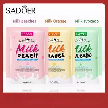 Sadoer Увлажняющая маска с молоком и фруктами, увлажняющая и омолаживающая