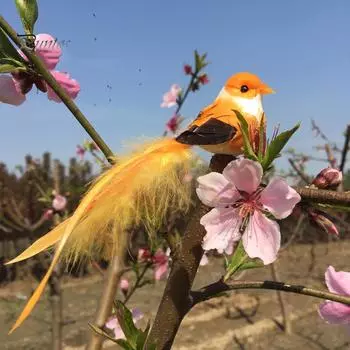 Садовая искусственная пенопластовая фигурка птицы с перьями, украшение для газона, двора, дерева