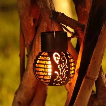 Садовая лампа, солнечная имитация пламени, подвесной светильник, интеллектуальное управление освещением, автоматическое включение/выключение, водонепроницаемая декоративная лампа для пейзажа