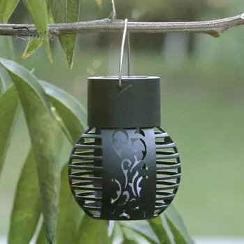 Садовая лампа, солнечная имитация пламени, подвесной светильник, интеллектуальное управление освещением, автоматическое включение/выключение, водонепроницаемая декоративная лампа для пейзажа чёрный