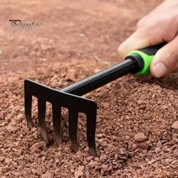 Садовая лопата из нержавеющей стали, противоскользящая резиновая ручка, портативная заостренная лопатка для копания, садовый мастерок, посадка газонов, сбор морепродуктов, трехзубая лопата A