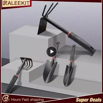 Садовая лопата с пятью зубьями, борона, маленькая лопата, двойная мотыга, аксессуары для посадки на открытом воздухе, набор инструментов с черной резиновой ручкой