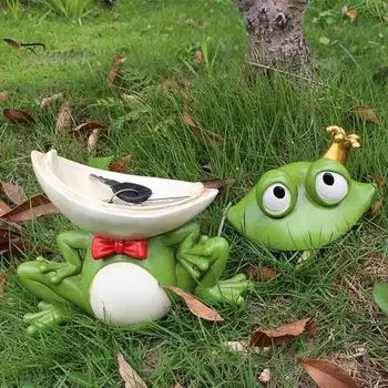 Садовая лягушка-фигурка, ключница, укрытие, устойчивая к погодным условиям, наружная дворовая лужайка, статуэтка принца-лягушки, скульптура, украшение для дома, запасной ключ, секретный держатель, контейнер Frog