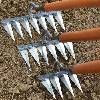 Садовая мотыга, вспашка овощей, инструмент для посадки, прополка, культиватор, садовый Swoe 4 Tooth