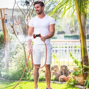 Садовая насадка для шланга Садовая насадка для шланга Вращающаяся на 360 градусов водопроводная насадка для шланга с клапаном включения/выключения с большим пальцем оранжевый