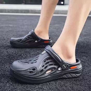 Садовая обувь Мужские и женские сандалии ks Парные летние туфли Hole Shoes Пляжная повседневная обувь для отдыха на открытом воздухе Плоские тапочки fgb4 38 чёрный