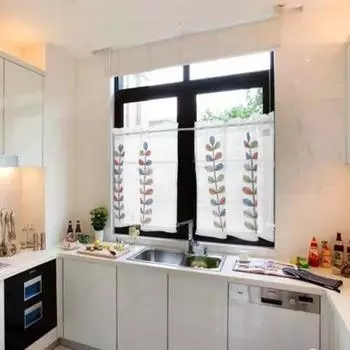 Садовая полупрозрачная карнизная занавеска для кухни с ламбрекеном из 2 панелей 74X90cmX2pcs