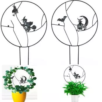 Садовая решетка для вьющихся растений, железная решетка для Хэллоуина, ведьма, летучая мышь, комнатное растение, домашний инструмент для растений, подарок любителю растений B
