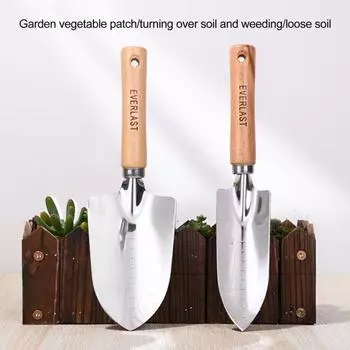 Садовая ручная лопата Сверхмощная садовая лопата из полированной нержавеющей стали с деревянной ручкой A