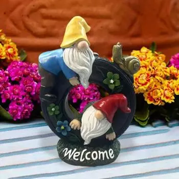 Садовая шина гном фигурка два красочных безликих карлика эльф смоляная статуя скульптура наружное крыльцо двор газон украшение орнамент Santa Head