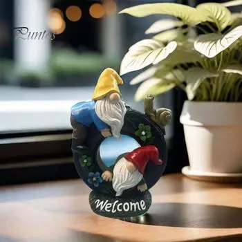 Садовая шина гном фигурка два красочных безликих карлика эльф смоляная статуя скульптура наружное крыльцо двор газон украшение орнамент Santa Head