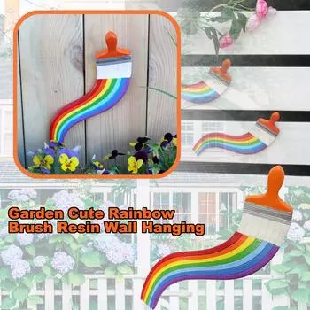 Садовая симпатичная радужка, кисть, смоляная настенная подвеска, наружное креативное украшение для сада, настенная подвеска One Size