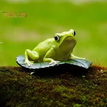 Садовая скульптура лягушки Лягушка на листе лотоса Нетоксичный орнамент из смолы Домашний декор Реалистичная статуя животного Скульптура лягушки для внутреннего и наружного украшения Frog