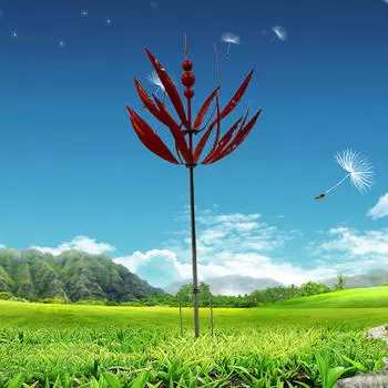 Садовая скульптура ветра высотой 35,4 дюйма с функцией поворота для использования на открытом воздухе красный