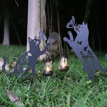 Садовая солнечная лампа для кошек, фигурка с фонариком, подарок для мамы, бабушки, лужайки на заднем дворе, дорожки на день рождения