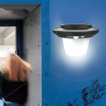 Садовая солнечная лампа Yousheng с датчиком движения, автоматическая зарядка, водонепроницаемый, высокая яркость, 3 режима, настенный охранный светильник White Light.