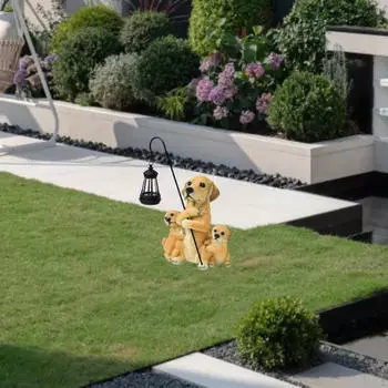 Садовая солнечная статуя, уличный светильник, освещенная фигурка, скульптура щенка из смолы, статуэтка собаки, фонарь для Yellow 28x12x34cm