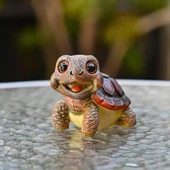 Садовая статуэтка черепахи, настольное украшение из смолы, мультяшная фигурка черепахи для патио и двора зелёный