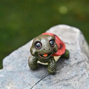 Садовая статуэтка черепахи Yousheng, настольное украшение из смолы, мультяшная фигурка черепахи для двора, патио, домашнего внутреннего украшения зелёный