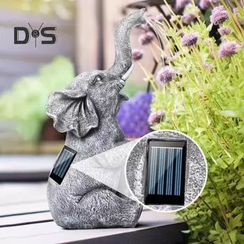 Садовая статуэтка слона на солнечных батареях, устойчивая к погодным условиям, дорожка для патио, светодиодная смоляная статуя слона, декоративная лампа, рождественский подарок Elephant