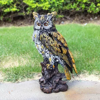 Садовая статуэтка совы, ландшафтный светильник с солнечными лампами, декоративный подарок из смолы