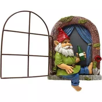 Садовая статуя гнома, художественная деревянная скульптура, садовое украшение, садовое дерево из смолы, подвесной декор