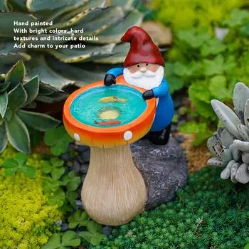 Садовая статуя гнома на солнечной энергии, ручная роспись, водонепроницаемое украшение гнома для передних крыльцов и дворов