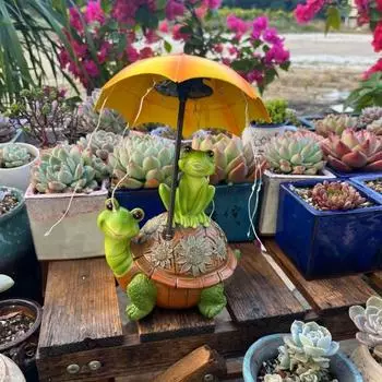 Садовая статуя лягушки-черепахи с солнечными светодиодными лампами, декор для сада, фигурка животного, декоративный светильник для двора, водонепроницаемая скульптура для патио 1pc